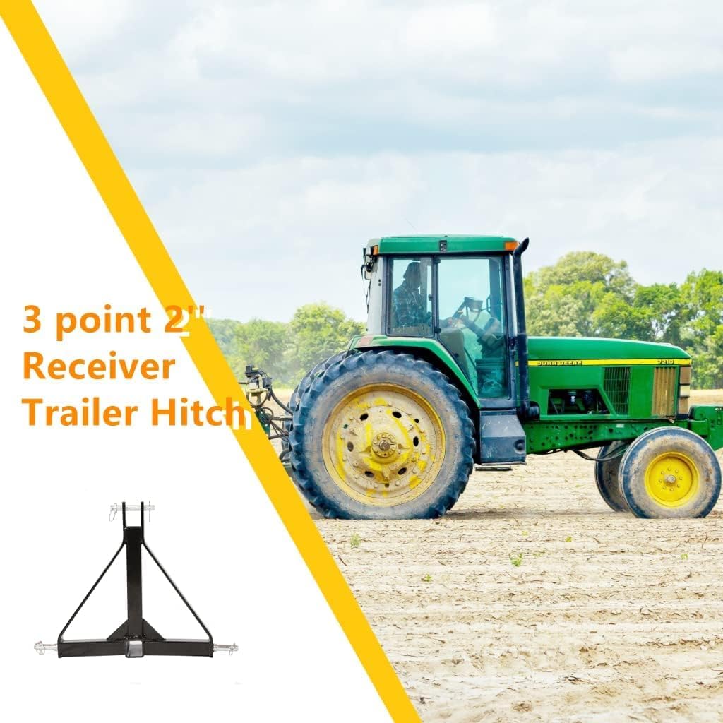 3 Point 2 Receiver Trailer Hitch Category 1 Tractor Tow Hitch Drawbar Adapter - OMOTOR