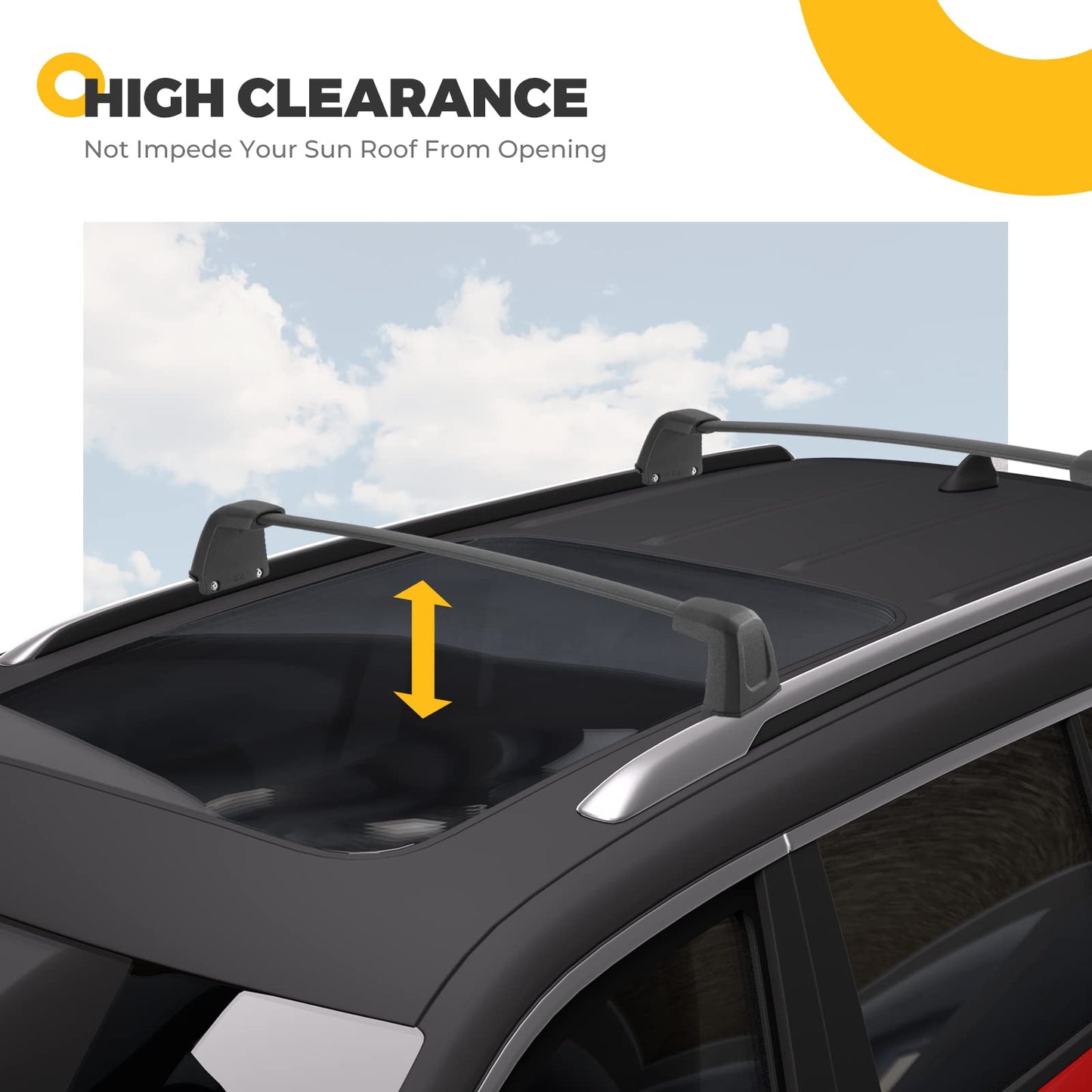 Roof Rack Cross Bars Compatible with Jeep Grand Cherokee Altitude & SRT & Trackhawk with Roof Black Moldings 2011-2022, Aluminum Crossbar Replacement with Lock for Roof Cargo Kayak Skiboard - OMOTOR