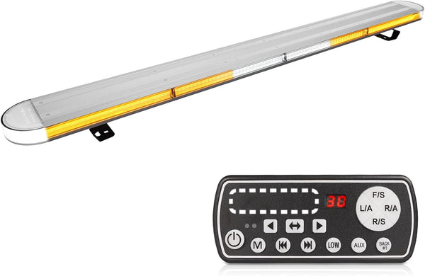 48" High-intensity LED Roof Mount Emergency Strobe Light Bar – 29 Flash Modes, Amber, for Tow Trucks & Construction Vehicles with Control Panel & Alley Lights - OMOTOR