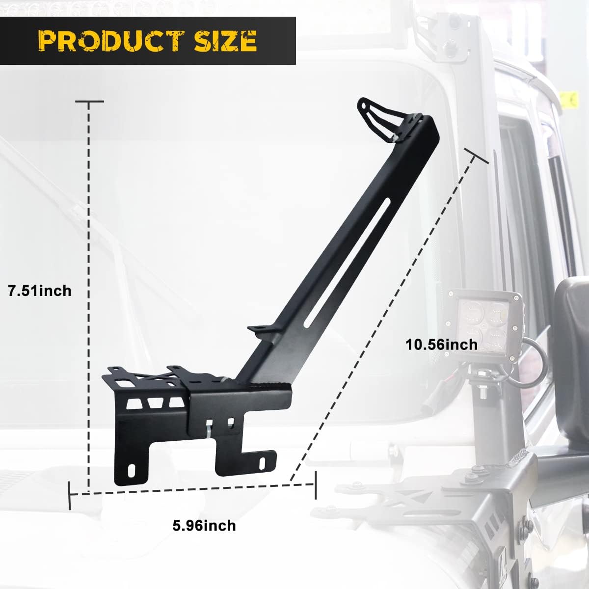 50 - 52 inch A-Pillar LED Light Bar Windshield Mount Brackets for Jeep 2018-2025 Wrangler JL JLU Umlimited, 2019-2025 Gladiator JT, Hawkley Light Bar Mounting Bracket with 2X 4 inch LED Spot Light