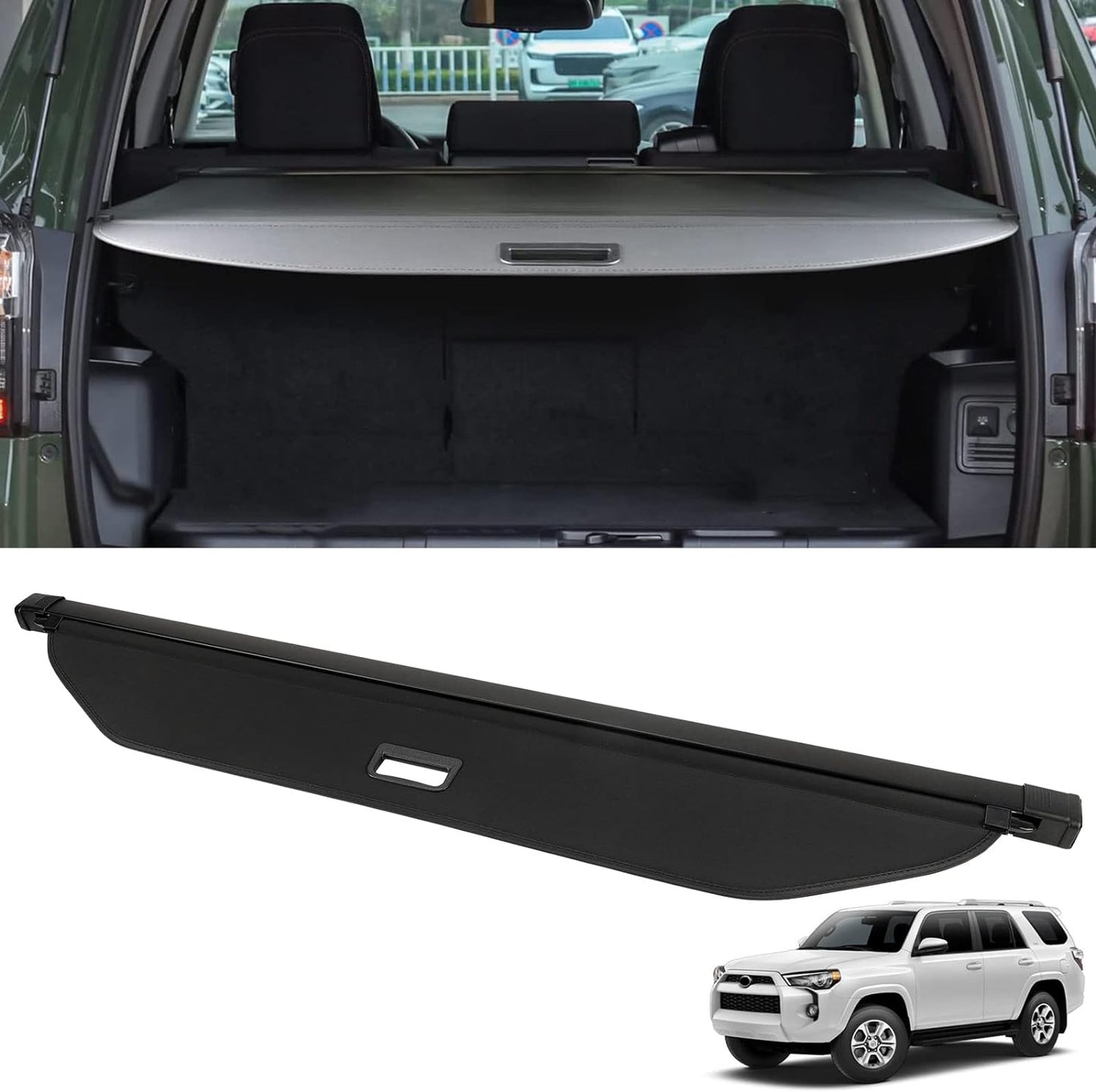 Cargo Cover Compatible with 2010-2023 Toyota 4Runner - Retractable Rear Luggage Trunk Security Covers Protector Anti Theft Shield Shade - OMOTOR