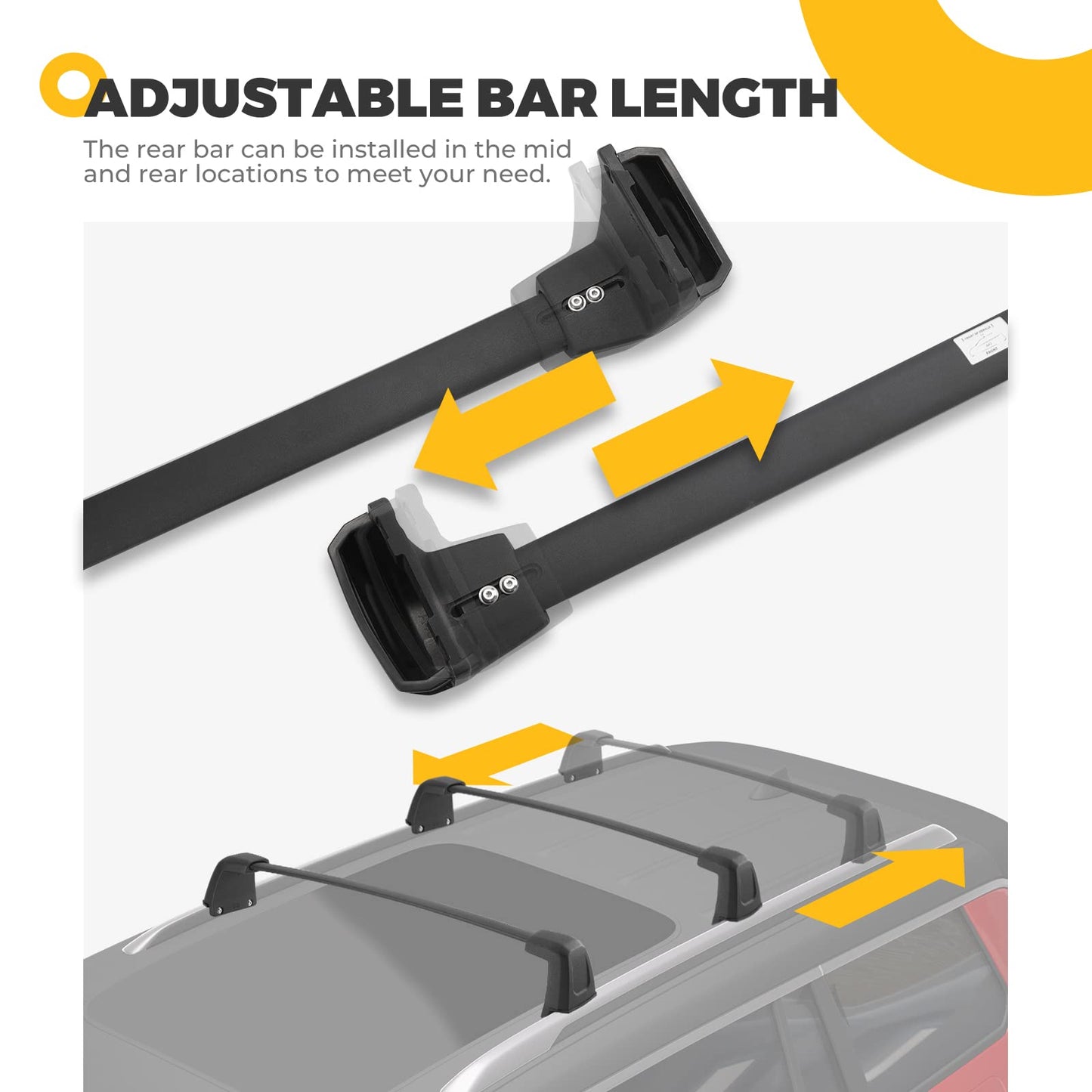 Roof Rack Cross Bars Compatible with Jeep Grand Cherokee Altitude & SRT & Trackhawk with Roof Black Moldings 2011-2022, Aluminum Crossbar Replacement with Lock for Roof Cargo Kayak Skiboard - OMOTOR