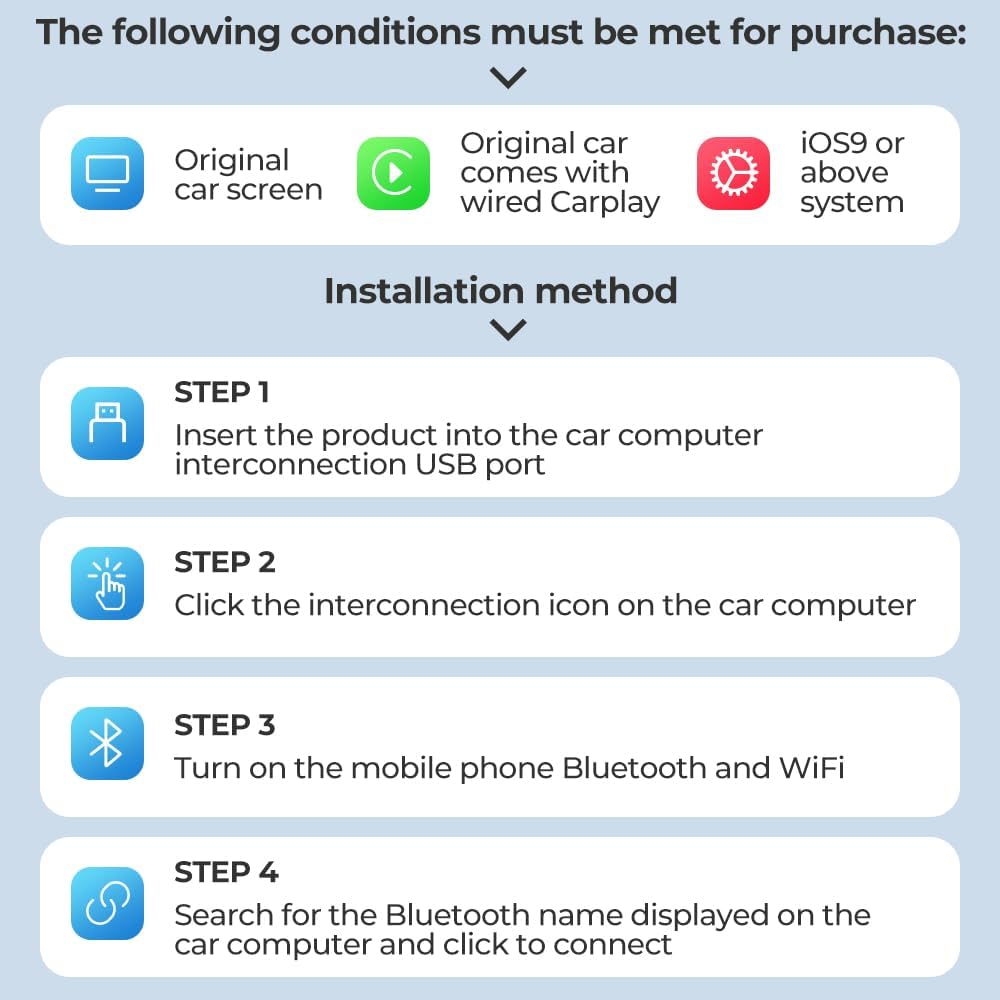 Wireless CarPlay Adapter for iPhone Android, 2025 Upgraded Mini USB Wireless Apple Car Play Adapter, 2 in 1 Bluetooth Carplay Converts Wired to Wireless (Black-A)