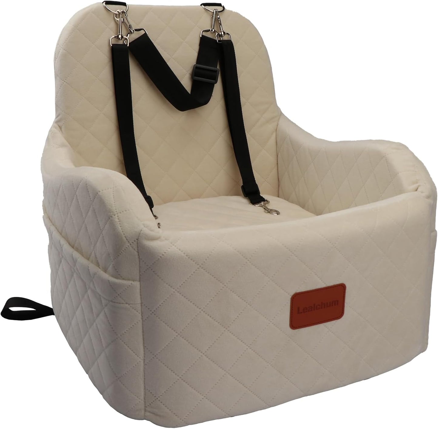 Dog Booster Car Seat for Small/Medium Dogs, Memory Foam Elevated Cushion, Fully Detachable & Washable with Safety Leashes, Fits All Car Seats & SUV - OMOTOR