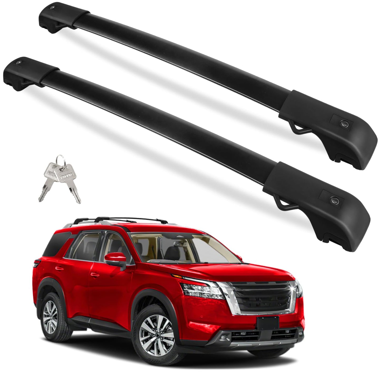 220lbs Roof Rack Cross Bars Compatible with Ford Explorer 2020-2024, Heavy Duty Aluminum Anti-Theft Lockable Metal Lock Roof Rails Crossbars Rooftop Cargo Bars Luggage Racks Carrier - OMOTOR