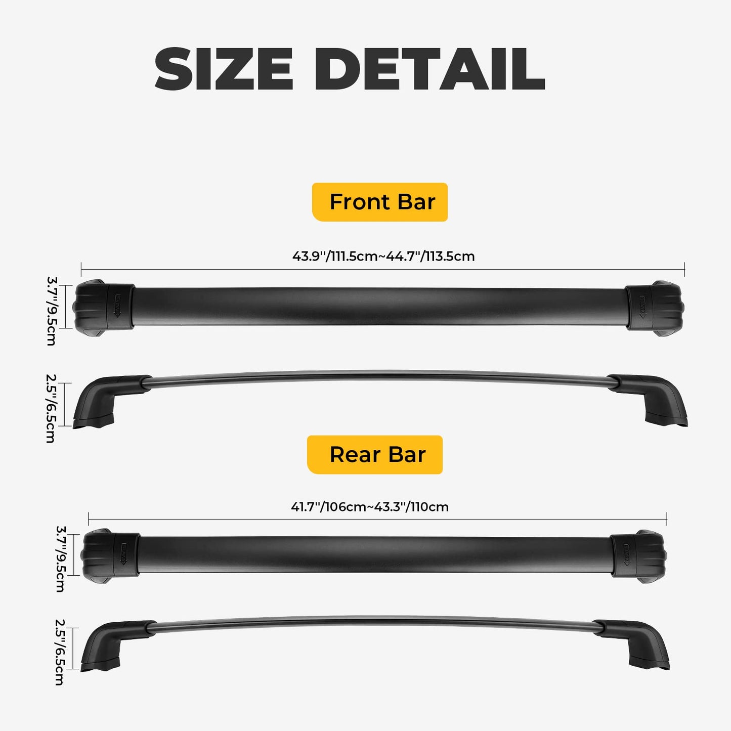 Roof Rack Cross Bars Compatible with Jeep Grand Cherokee Altitude & SRT & Trackhawk with Roof Black Moldings 2011-2022, Aluminum Crossbar Replacement with Lock for Roof Cargo Kayak Skiboard - OMOTOR