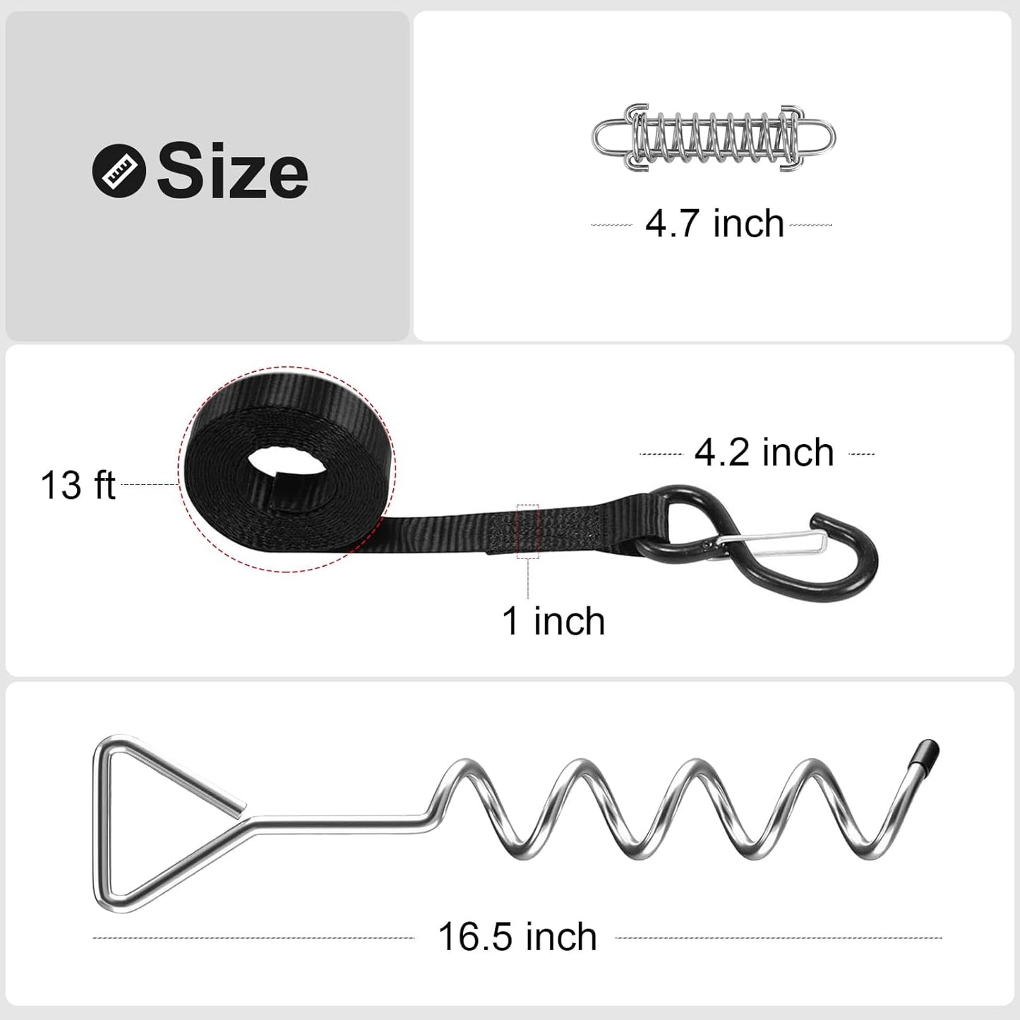 RV Awning Tie Down Kit for Wind WanDwel Heavy Duty Camper Anchors Canopy Support Parts & Accessories,13ft Ratchet Straps Upgrade Springs