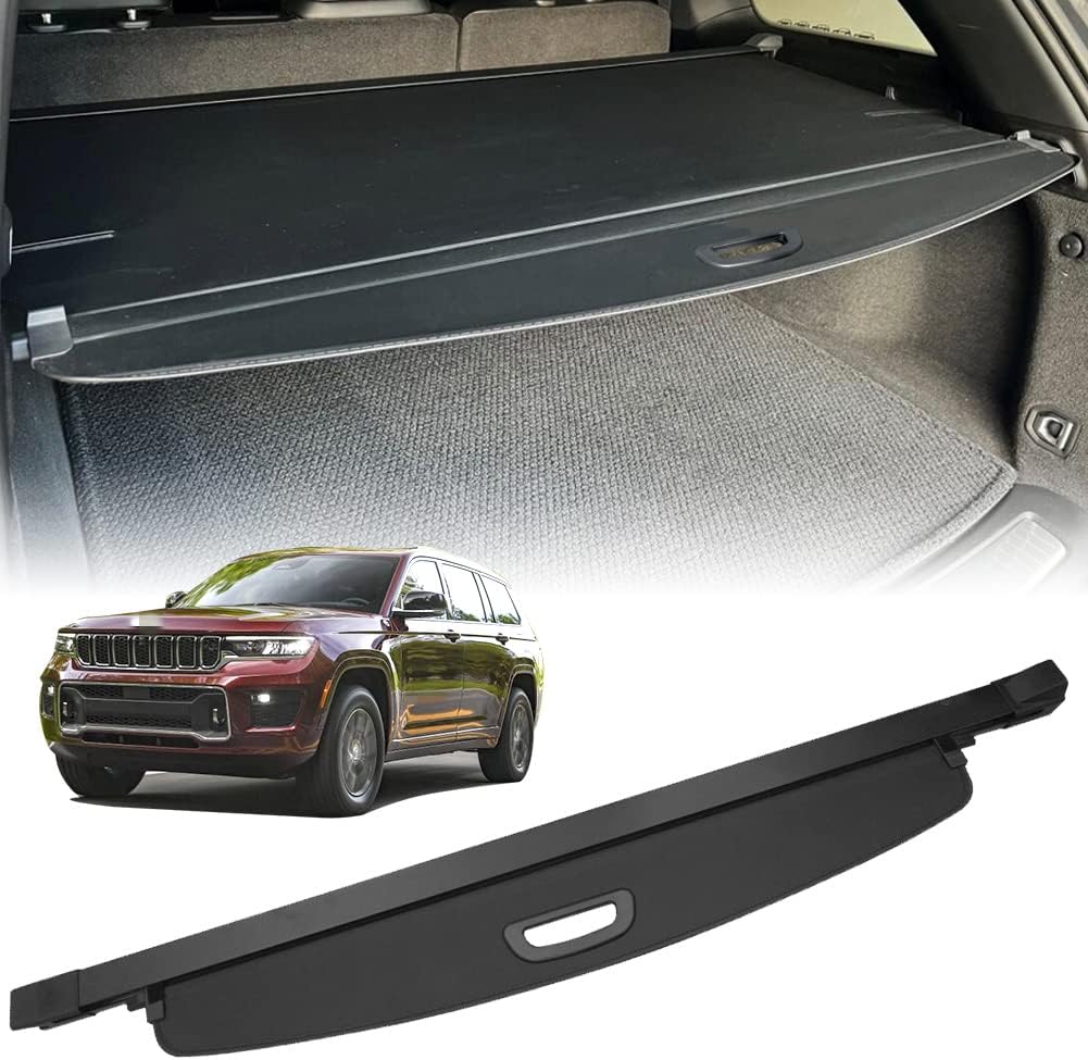 Compatible with All-New 2024-2022 Jeep Grand Cherokee(2 Row; WL) 4XE Rear Cargo Security Shade Cover Privacy Screen Retractable Rear Storage Tonneau Cargo Cover Luggage Security Shield Shade - OMOTOR
