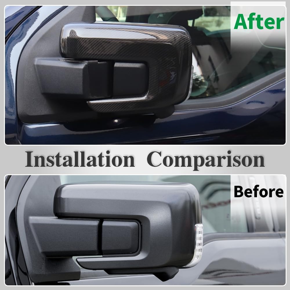 Dry Carbon Fiber Side Mirror Cap Cover for Ford F150 F-150 Raptor R Shelby Lariat Platinum 2021 2022 2023 2024,Sideview Rearview Mirror Overlay