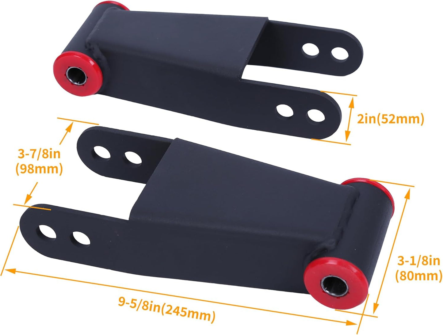 ECOTRIC 2"-3" Lowering Drop Shackles Rear Compatible With 2004-2014 Ford F150 F-150 Rear leveling shackles Adjustable 2" to 3" Leveling kit 2wd Black