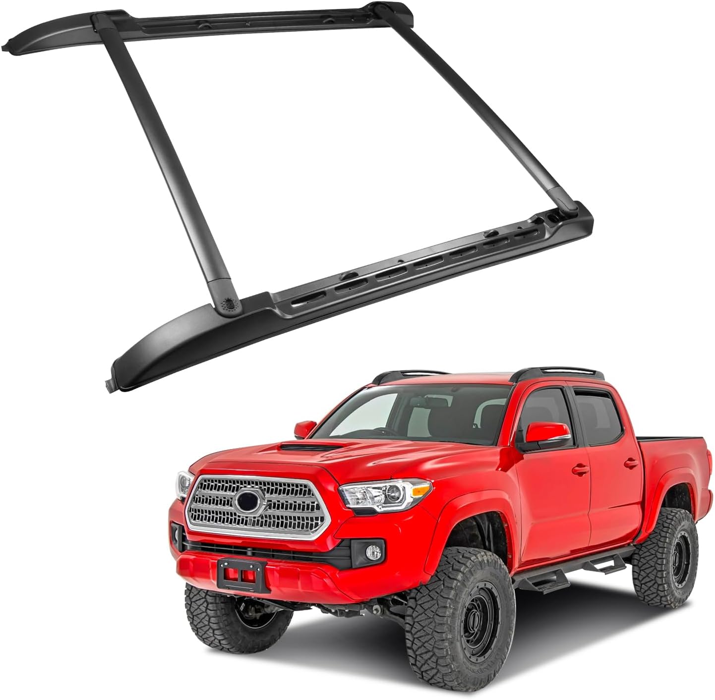 Roof Rack Cross Bar Fit for Toyota Tacoma 2005-2023 Rooftop Side Rails 150LBS Heavy Duty Aluminum Crossbars for Kayak, Surfboard, Canoe, Bike, Luggage & Cargo Carrier