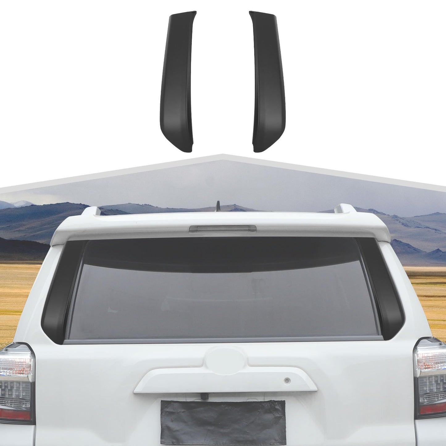 Tailgate Door Window Moldings Trim Rear Window Spoiler Side Wing Protector Covers Exterior Accessories Fit for Toyota 4 Runner 2010-2023 (Carbon Fiber Grain)