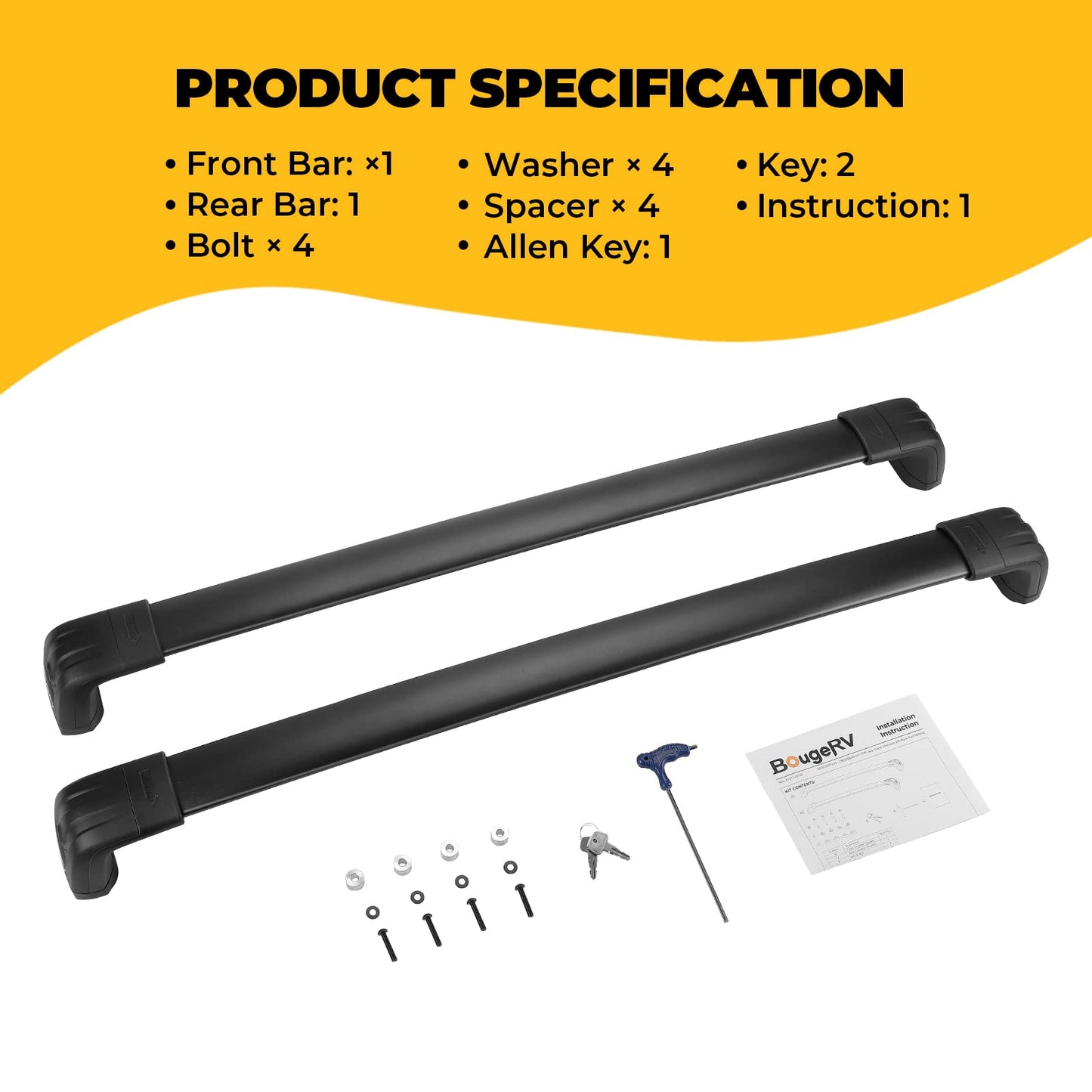 Roof Rack Cross Bars Compatible with Jeep Grand Cherokee Altitude & SRT & Trackhawk with Roof Black Moldings 2011-2022, Aluminum Crossbar Replacement with Lock for Roof Cargo Kayak Skiboard - OMOTOR