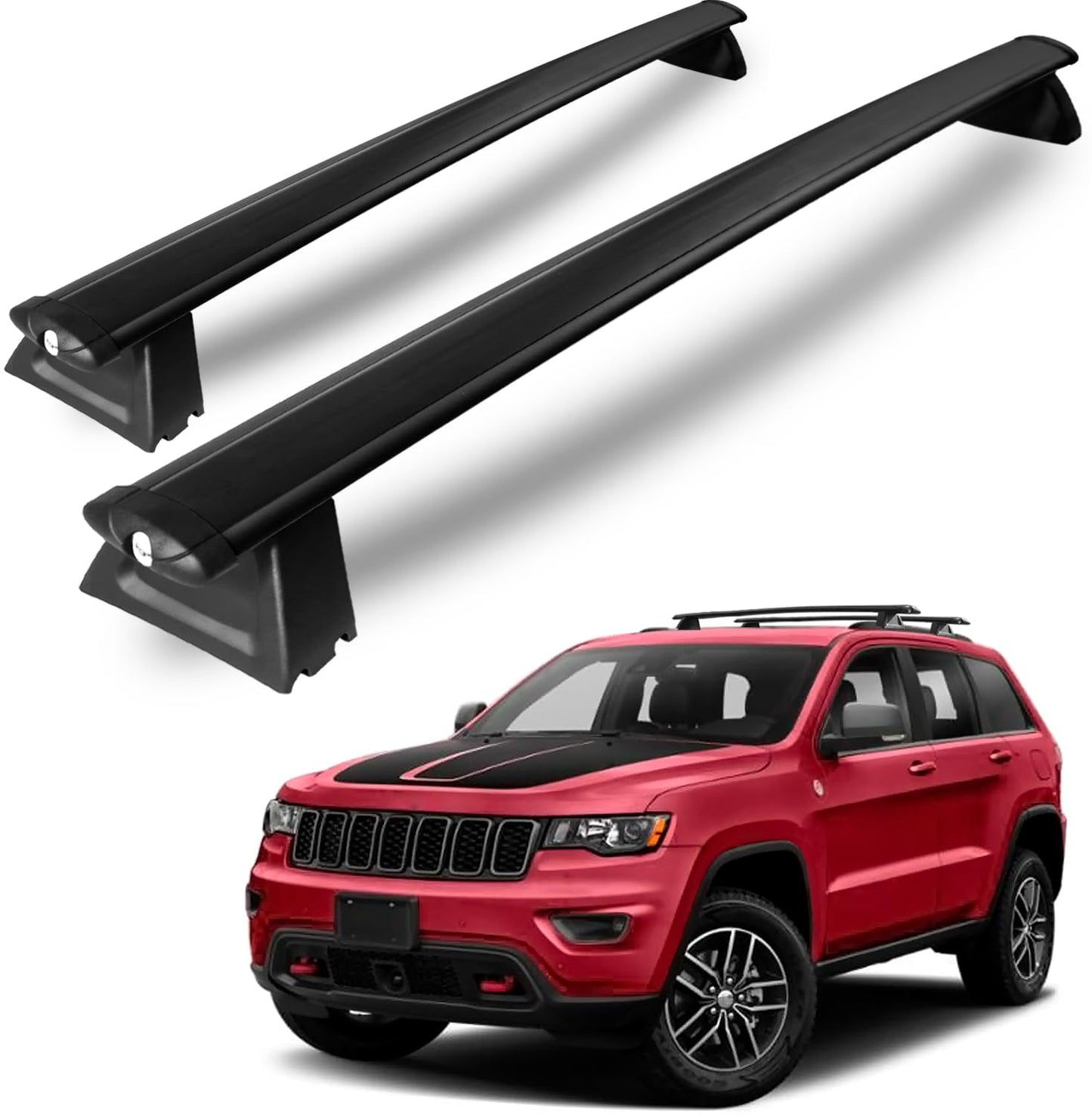 Roof Rack Cross Bars Compatible with Jeep Grand Cherokee L 2021-2024 and 2022 2023 2024 Grand Cherokee WL, Heavy Duty 220lb Aluminum Crossbar Racks Roof Rail Rooftop Luggage Canoe Carrier - OMOTOR