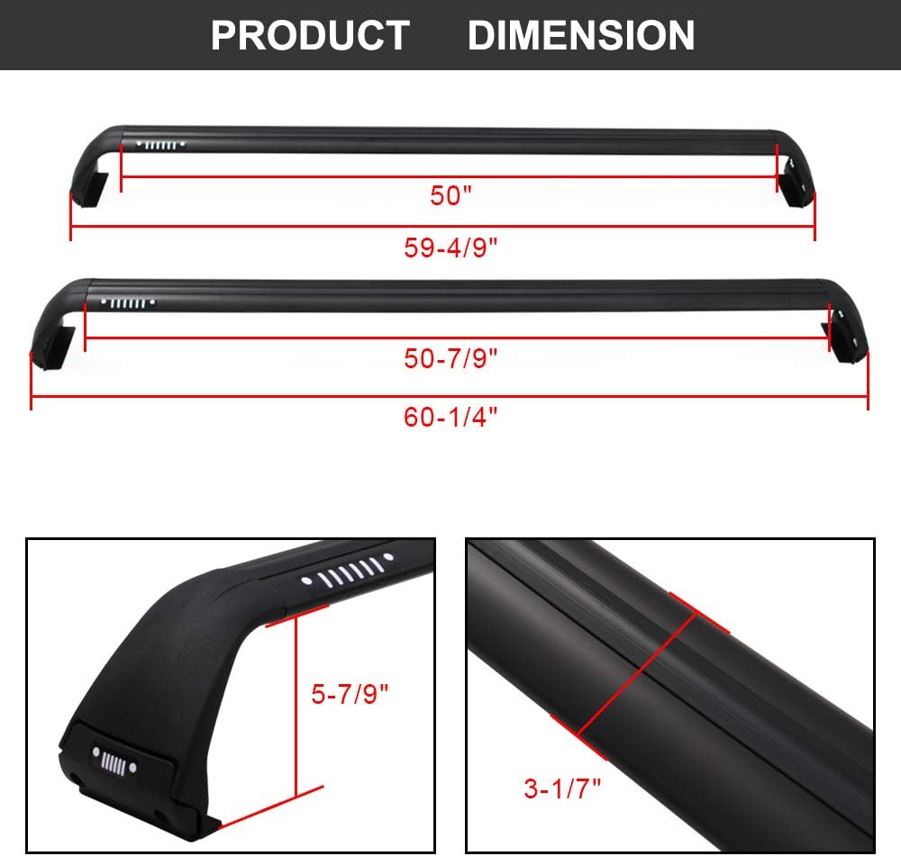 Snailfly Black Luggage Roof Rack Fit for 2007-2025 Jeep Wrangler JK JL Gladiator JT 2&4 Door Cross Bars