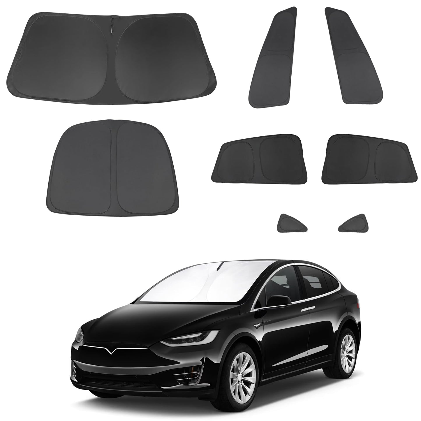 5PCS Windshield Sun Shade Custom Fit for 2021-2024 2025 Ford Bronco Accessories(Not for Bronco Sport) Foldable Sunshade Side Rear Window Shade Cover Full Set Privacy Protection