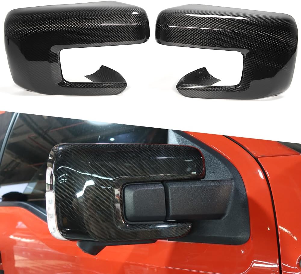 Dry Carbon Fiber Side Mirror Cap Cover for Ford F150 F-150 Raptor R Shelby Lariat Platinum 2021 2022 2023 2024,Sideview Rearview Mirror Overlay