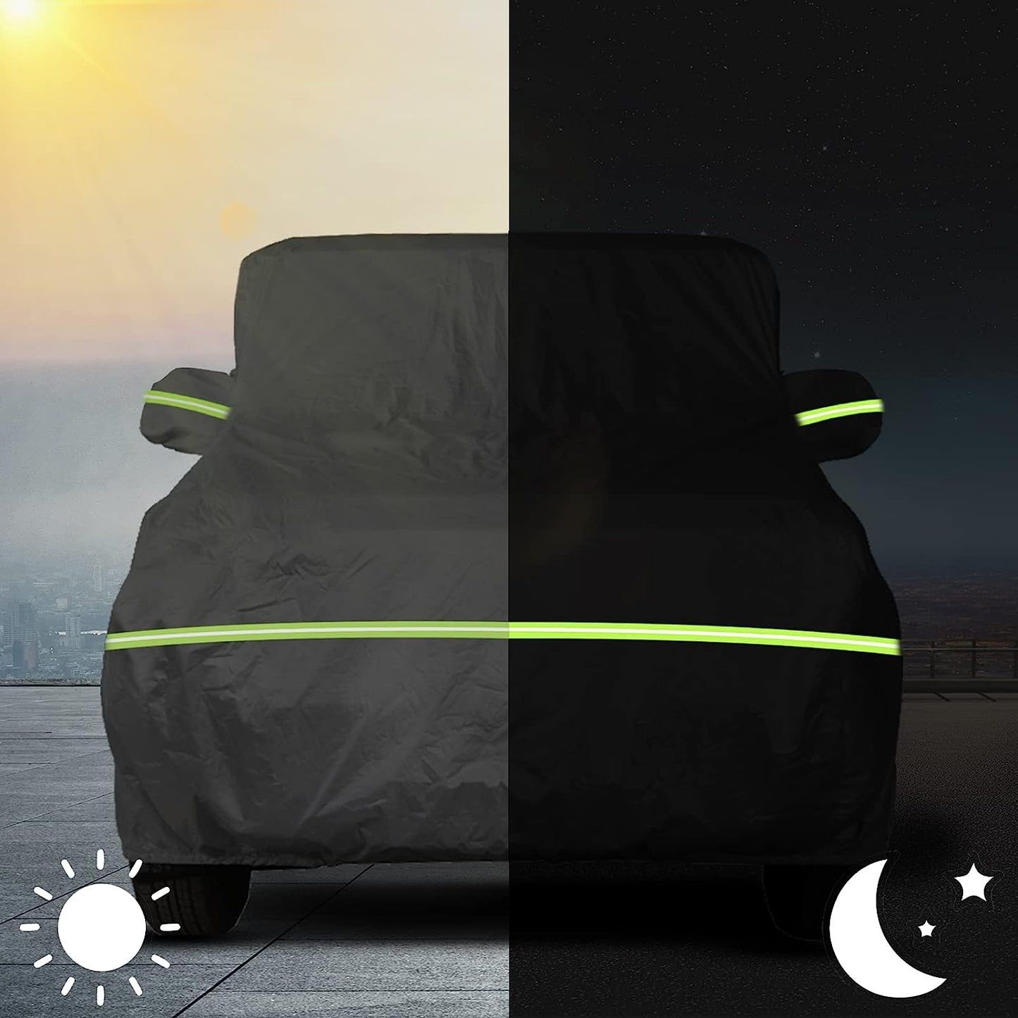 6 Layer SUV Car Cover for Bronco 4 Door Car Cover Waterproof All Weather 210T Windproof Fit for Bronco 2021 2022 2023 - OMOTOR