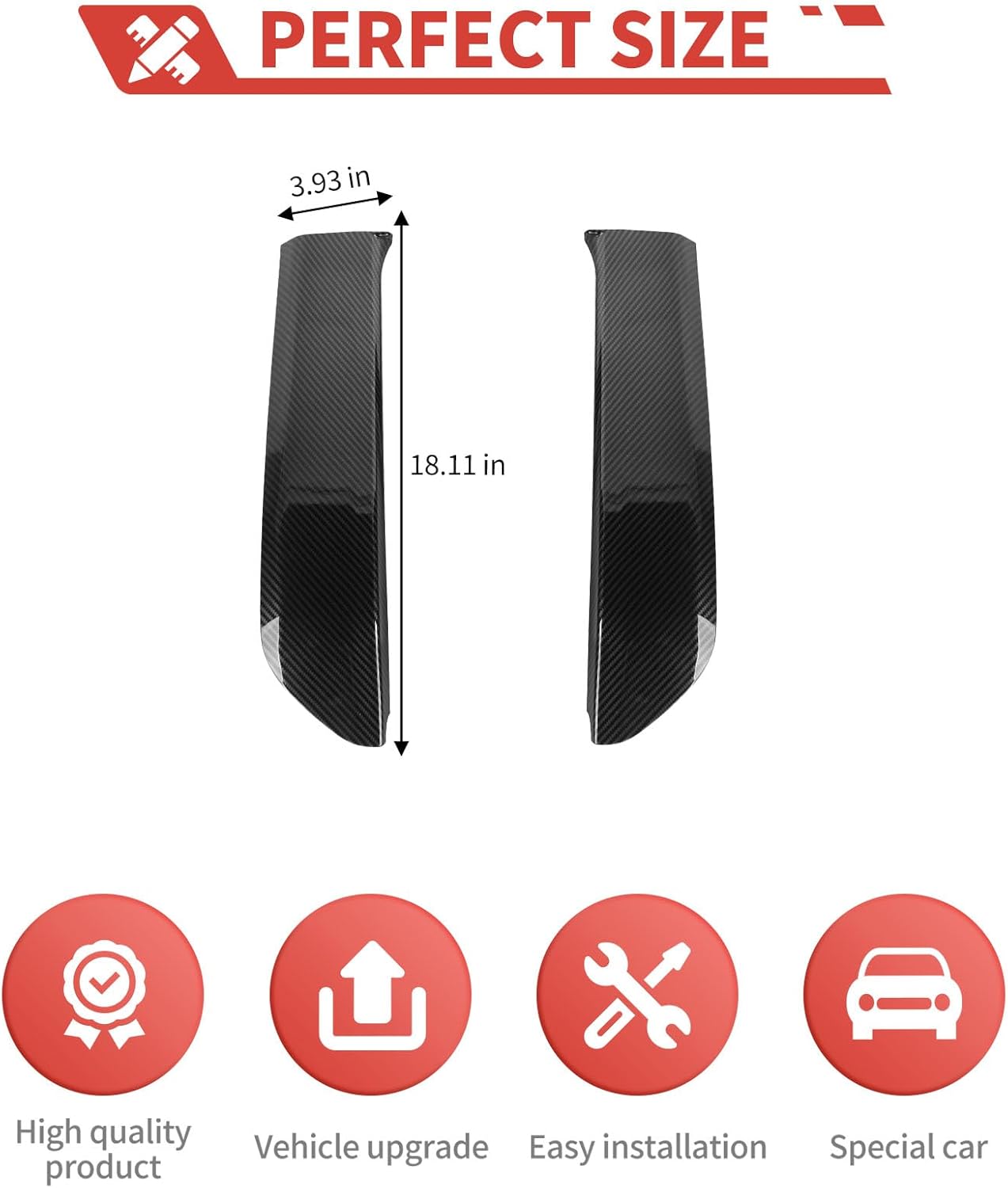 Tailgate Door Window Moldings Trim Rear Window Spoiler Side Wing Protector Covers Exterior Accessories Fit for Toyota 4 Runner 2010-2023 (Carbon Fiber Grain)