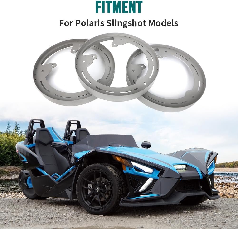 for Polaris Slingshot Wheel Rings DYI Kit for LED's RAW Aluminum Powdercoated (3 PCS) - OMOTOR