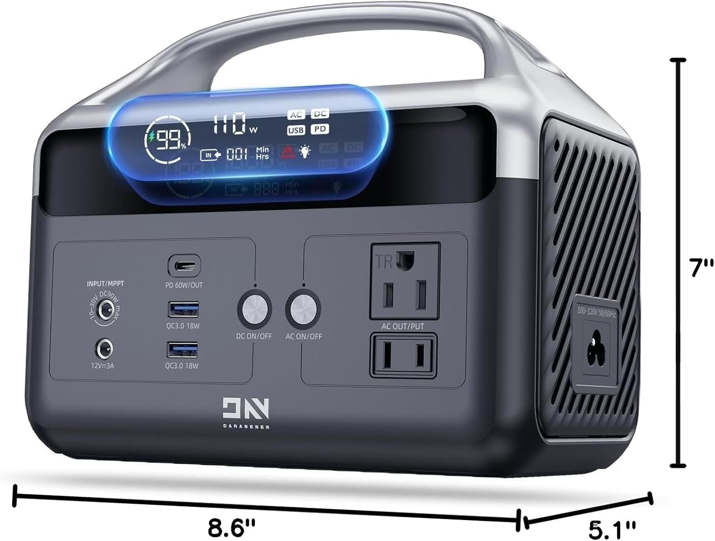 Portable Power Station 56000mAh, 179.2Wh LiFePO4 Battery Backup w/ 2 300W (600W Surge) AC Outlets, 1.5hrs Fast Charging, Power Bank for Hurricane Emergency/Outdoor Camping/RVs/Home Use