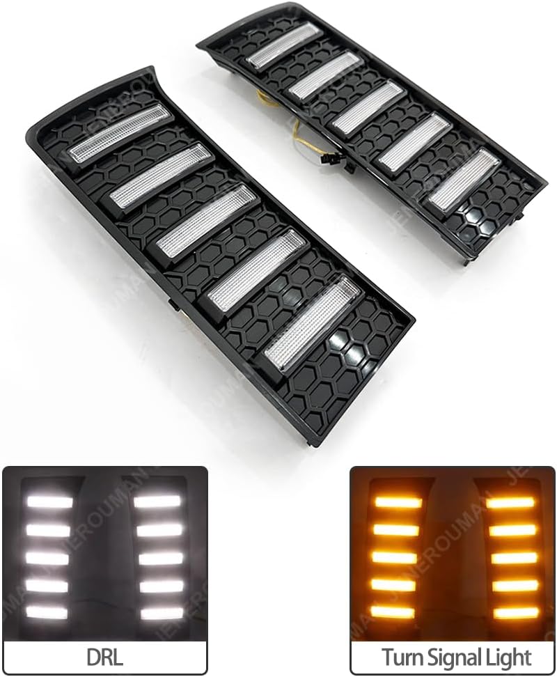 Pair Fog Lights LED For Tundra Compatible With 2022 2023 2024 2025 Toyota Tundra Daytime Running Lights Front Grille Air Intake Vent Lamps Turn Signal DRL Matter Black LH&RH (W/Light)