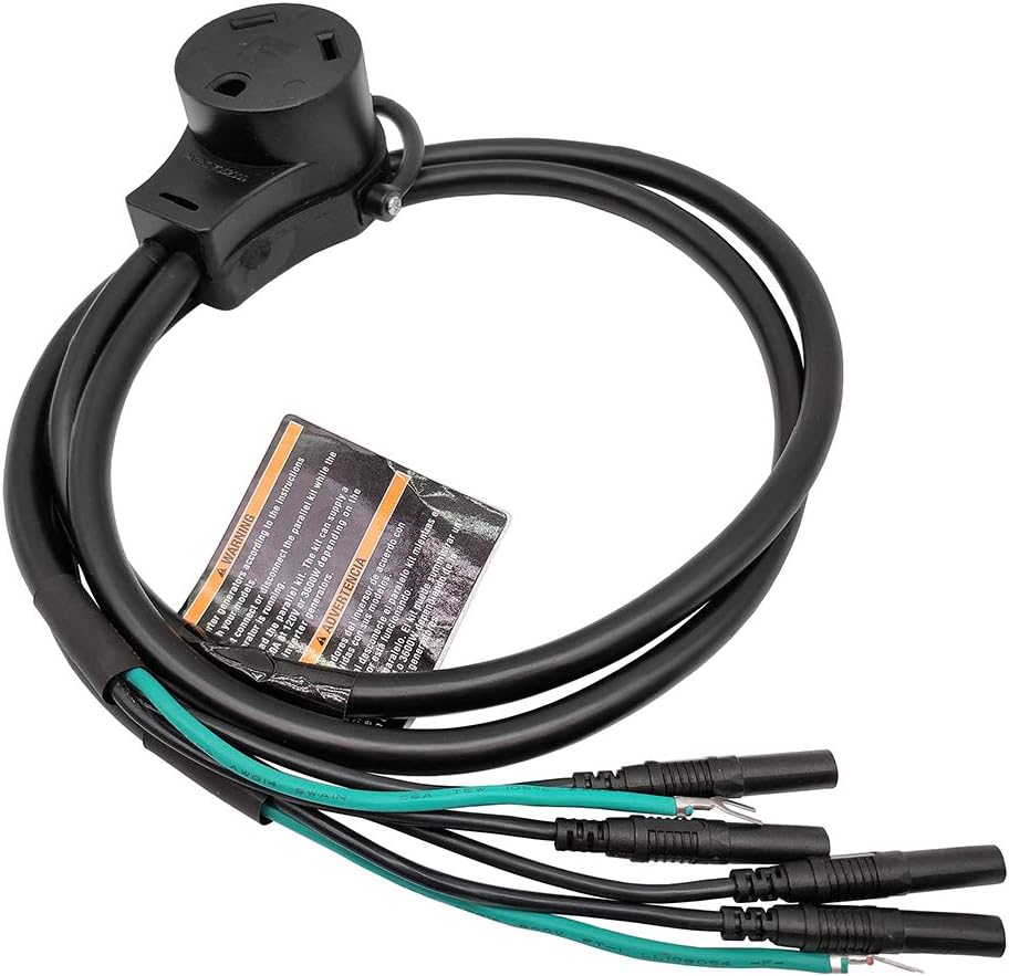 Parkworld 61094 30 Amp Inverter Generator Parallel Cord, Inverter Generator Parallel Kit Terminals with Cable to RV 30A TT-30R Female, 120V, 30A, 3FT (Black)