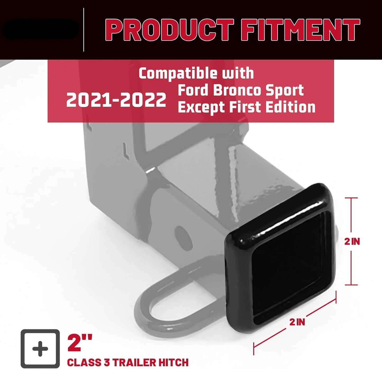 HECASA 2" Class 3 Trailer Hitch Receiver Compatible with 2021-2022 Ford Bronco Sport Except First Edition Steel Powder Coated