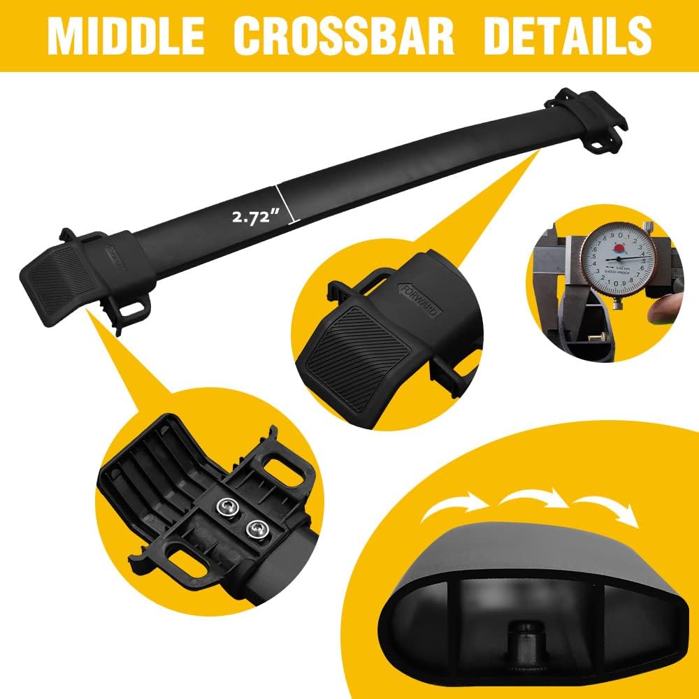 4PCS Roof Rack Rails Cross Bars Kit Fit for Ford Bronco Hard TOP 2Door & 4Door 2021 2022 2023 - OMOTOR
