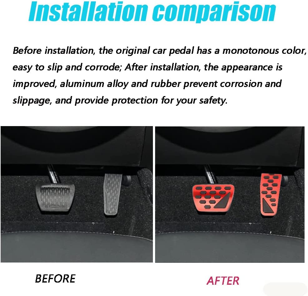 For Jeep Wrangler JL 2018-2023/Gladiator JT2020-2023 2PCS Aluminum Anti-Slip No Drilling Brake and Gas Accelerator Pedal Pad Cover Foot Pedal Pads Kit Interior Decoration Accessories(RED) - OMOTOR