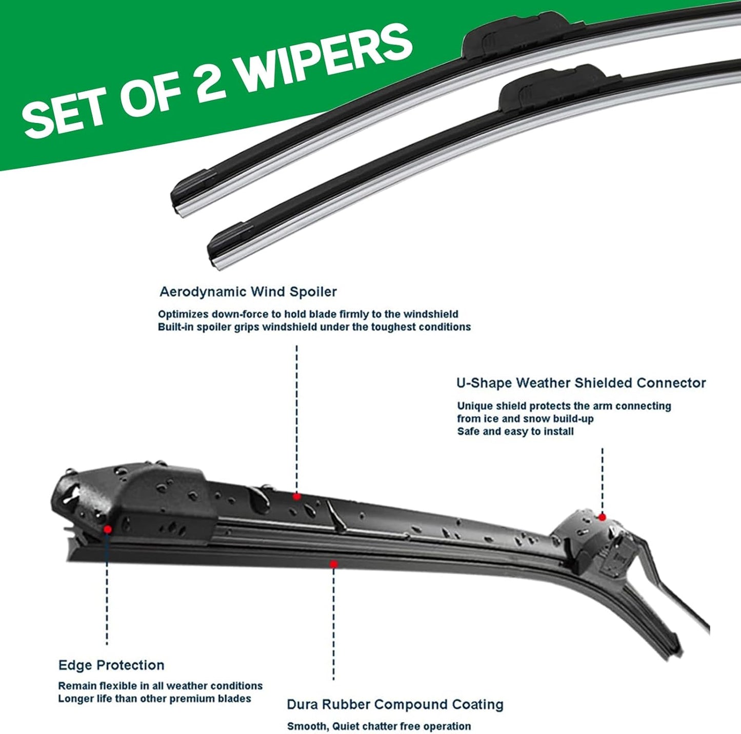 Xislet UTV Electric Windshield Wiper Kit Compatible with Polaris Ranger RZR Can Am Kawasaki Honda Pioneer Golf Cart Tractor with 12V Motor/2pcs 16inch Blades/Instructions
