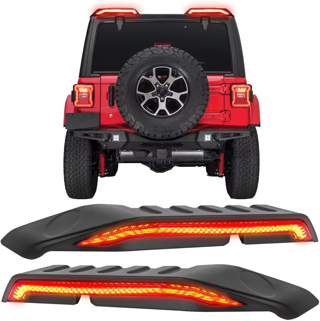 High Mount Brake Light with Turn Signals & Brake Lights, Extra Tail Light For 2018-2023 Wrangler JL Upgrade Roof Tail Lights