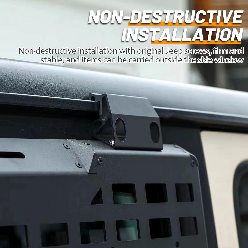 FURYENGRAVER Rear Window Storage Molle Panel Flank Kit Rear Window Protective Decoration for Jeep Wrangler 2018-2025 JL 4 Doors
