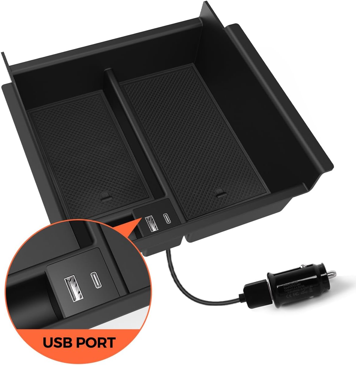 Center Console Organizer Tray with USB Port for Toyota 4Runner 2010-2023 - OMOTOR