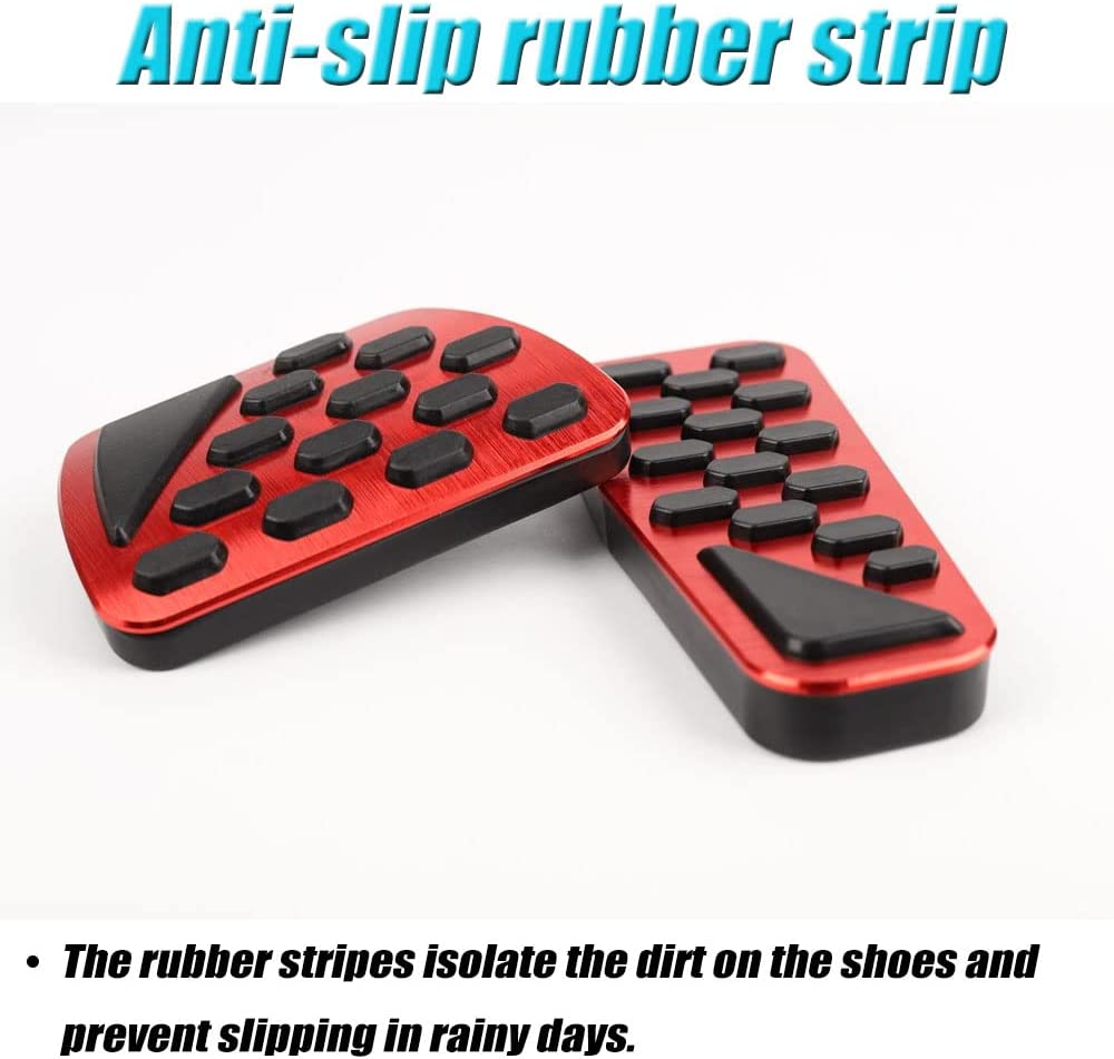 For Jeep Wrangler JL 2018-2023/Gladiator JT2020-2023 2PCS Aluminum Anti-Slip No Drilling Brake and Gas Accelerator Pedal Pad Cover Foot Pedal Pads Kit Interior Decoration Accessories(RED) - OMOTOR