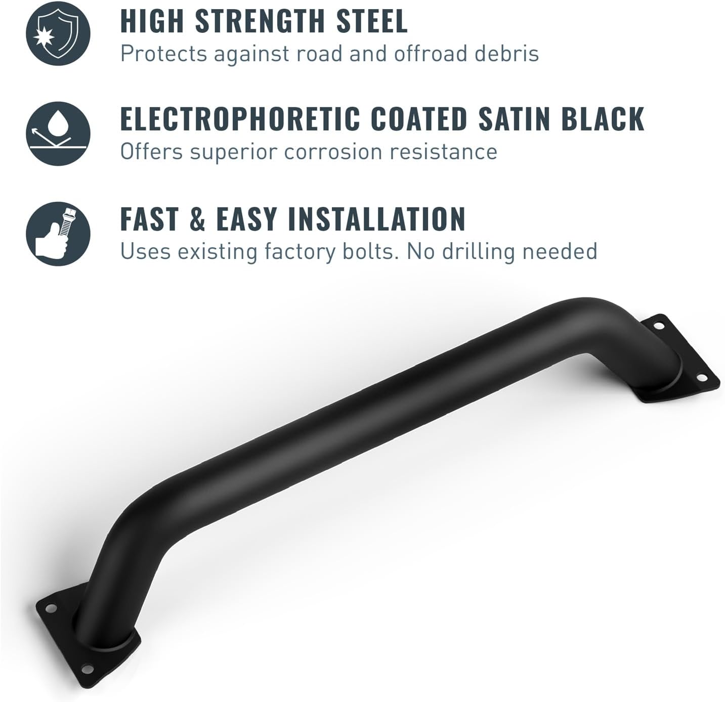 RockTrix Black Front Brush Guard, 3.12 inch Height to Clear Winch, Compatible with 2018+ Jeep Wrangler JL, 2019+ Gladiator JT - Steel Bar Grille Guard for Steel Rubicon Bumper