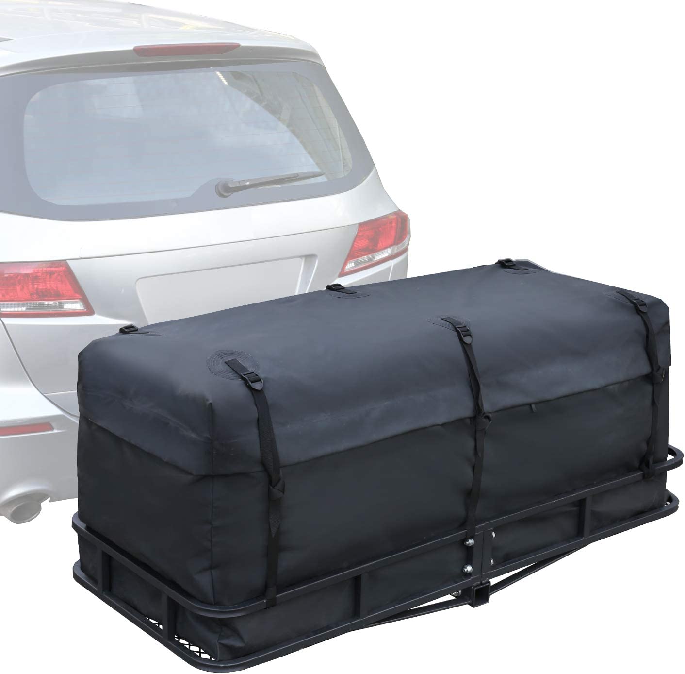 Hitch Mount Cargo Carrier Bag 16.8 Cubic Waterproof Luggage Storage Bag Black Traveling Bags for Car Truck SUV - OMOTOR
