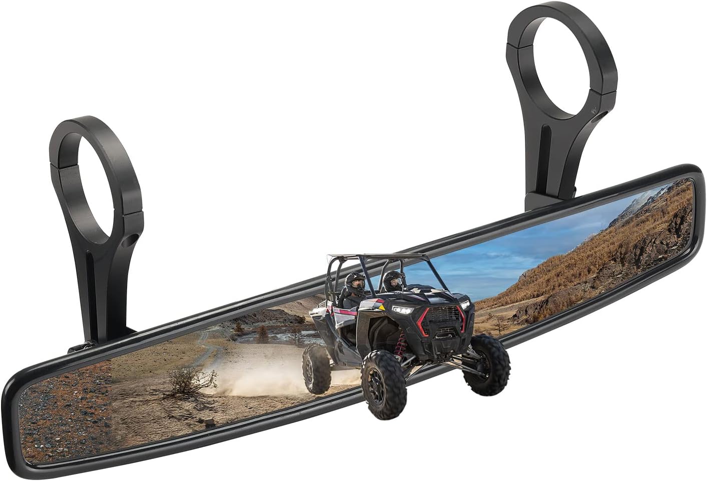 UTV RearView Mirror, 15" Ultra Clear SXS UTV Mirror with 1.75" Clamps and Convex Design - OMOTOR