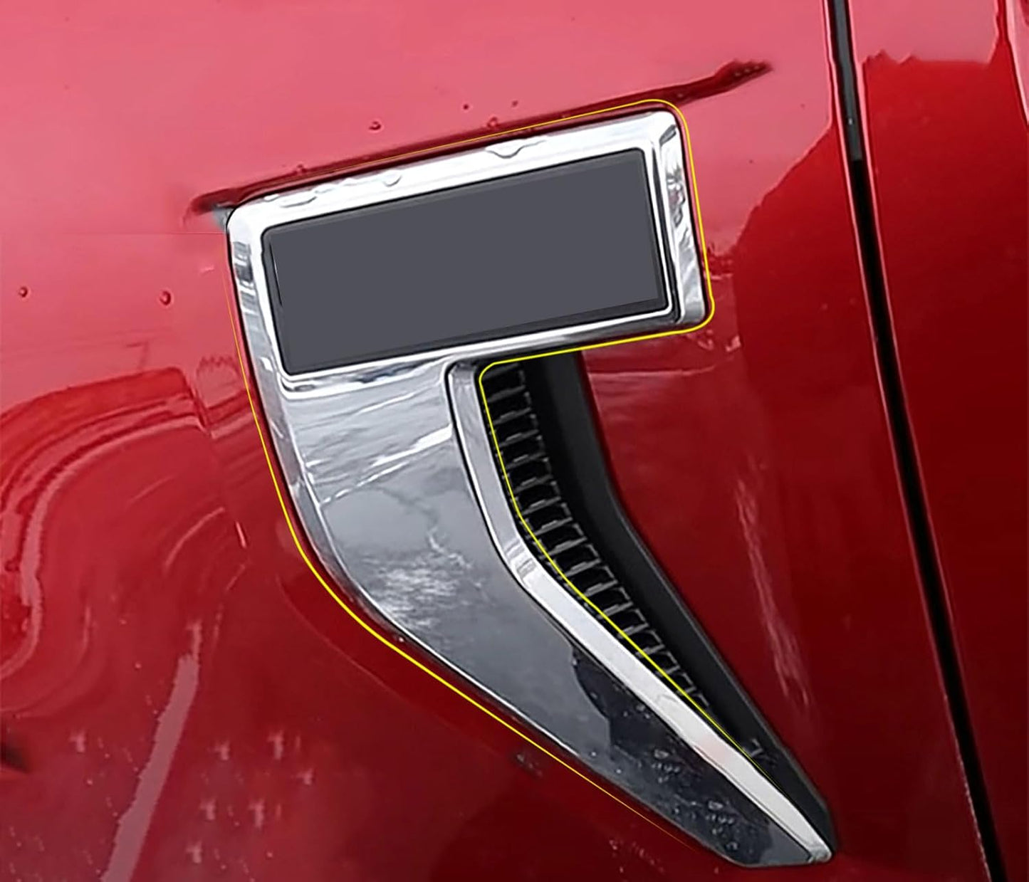 Fender Side Vent Cover Trim Compatible With Ford F150 F-150 2024 2023 2022 2021 Fender Side Vent Sticker Exterior Car Accessories ABS 2PCS (Glossy Chrome Style) Not Fit For Raptor