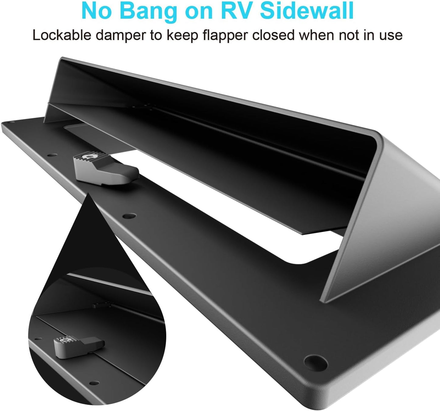 Aluminum RV Exhaust Range Hood Vent Cover with Adjustable Collar Depth Locking Damper - Camper Stove Microwave Exterior Sidewall Ventilation Replacement Kit for Trailer Motorhome (Black)