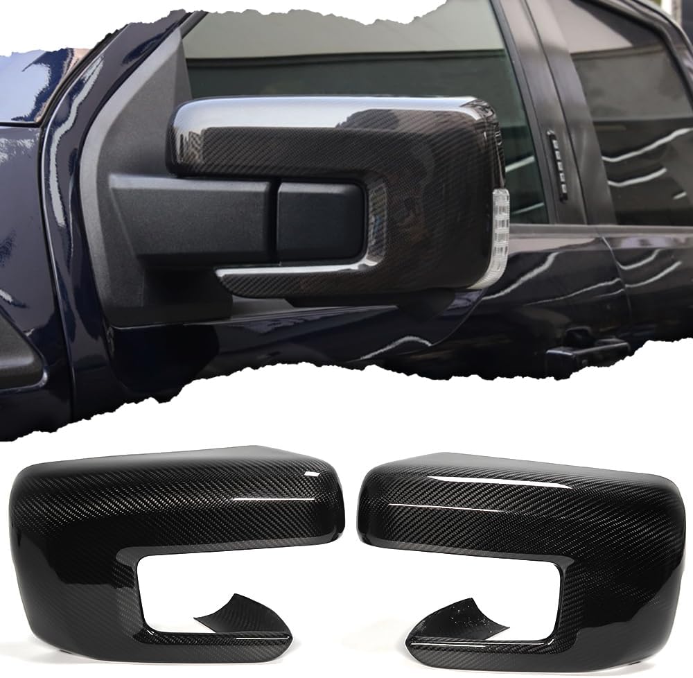 Dry Carbon Fiber Side Mirror Cap Cover for Ford F150 F-150 Raptor R Shelby Lariat Platinum 2021 2022 2023 2024,Sideview Rearview Mirror Overlay