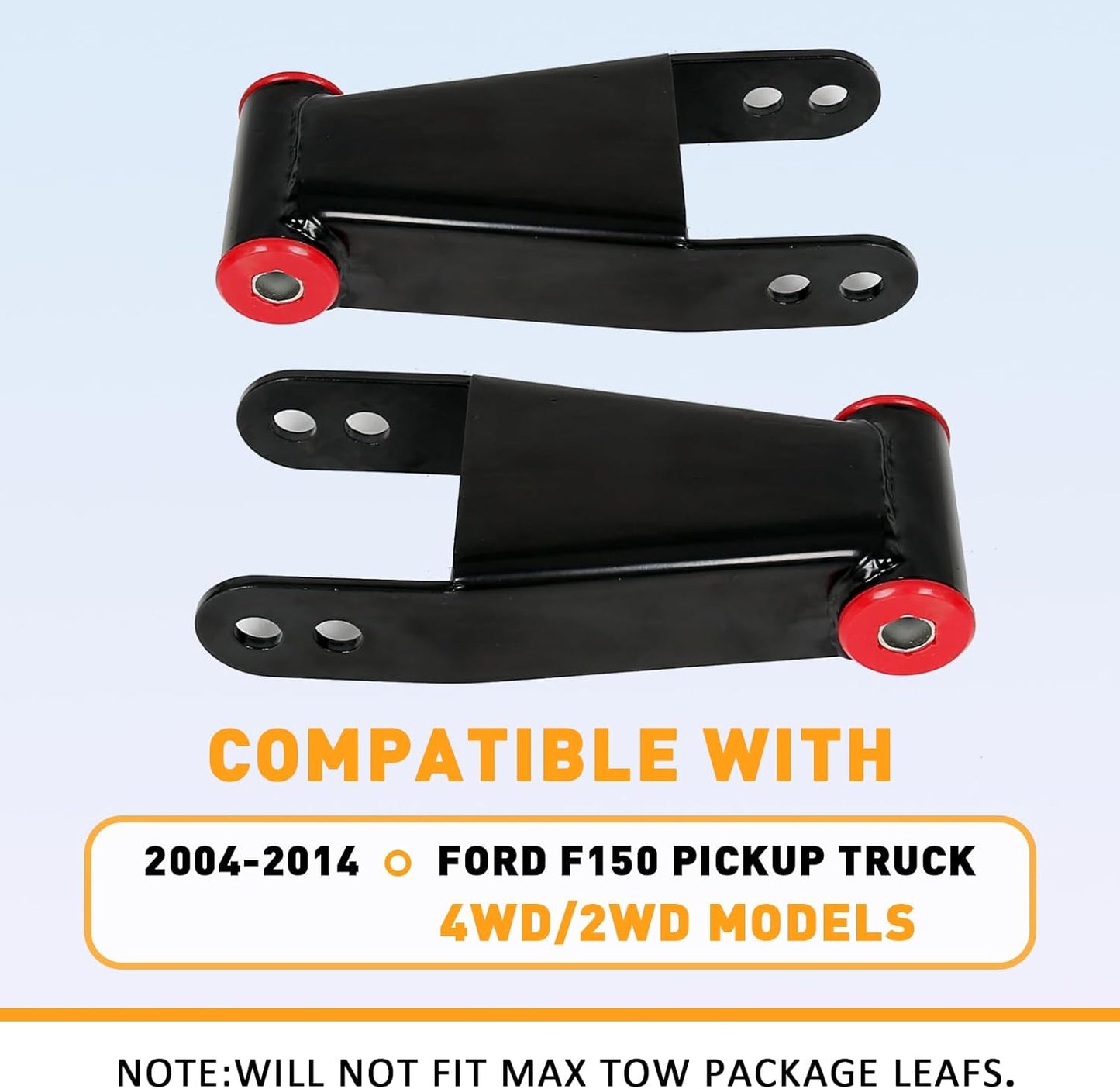 ECOTRIC 2"-3" Lowering Drop Shackles Rear Compatible With 2004-2014 Ford F150 F-150 Rear leveling shackles Adjustable 2" to 3" Leveling kit 2wd Black