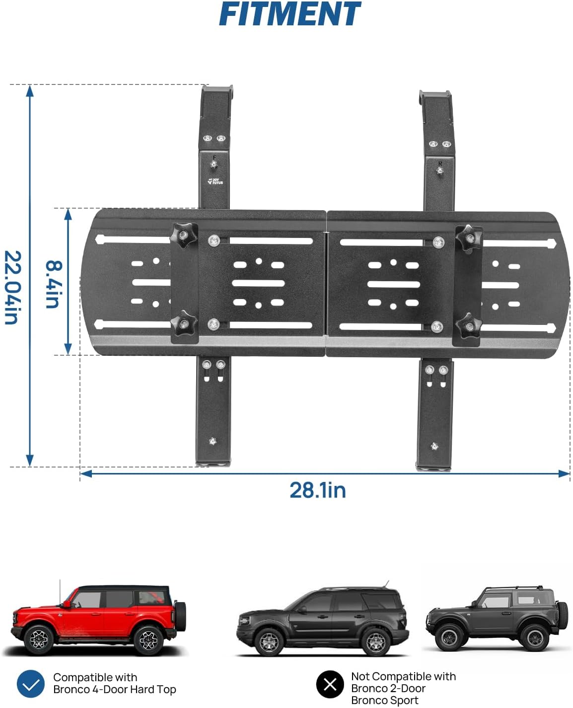 JOYTUTUS Rear Window Storage Molle Panel Kit for Bronco 4-Door | No-Drill Cargo Rack for Recovery Traction Boards Gas Can Shovel Mount | Heavy-Duty Scratch-Resistant Design