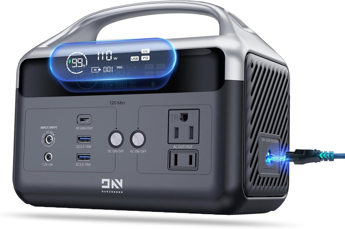 Portable Power Station 56000mAh, 179.2Wh LiFePO4 Battery Backup w/ 2 300W (600W Surge) AC Outlets, 1.5hrs Fast Charging, Power Bank for Hurricane Emergency/Outdoor Camping/RVs/Home Use