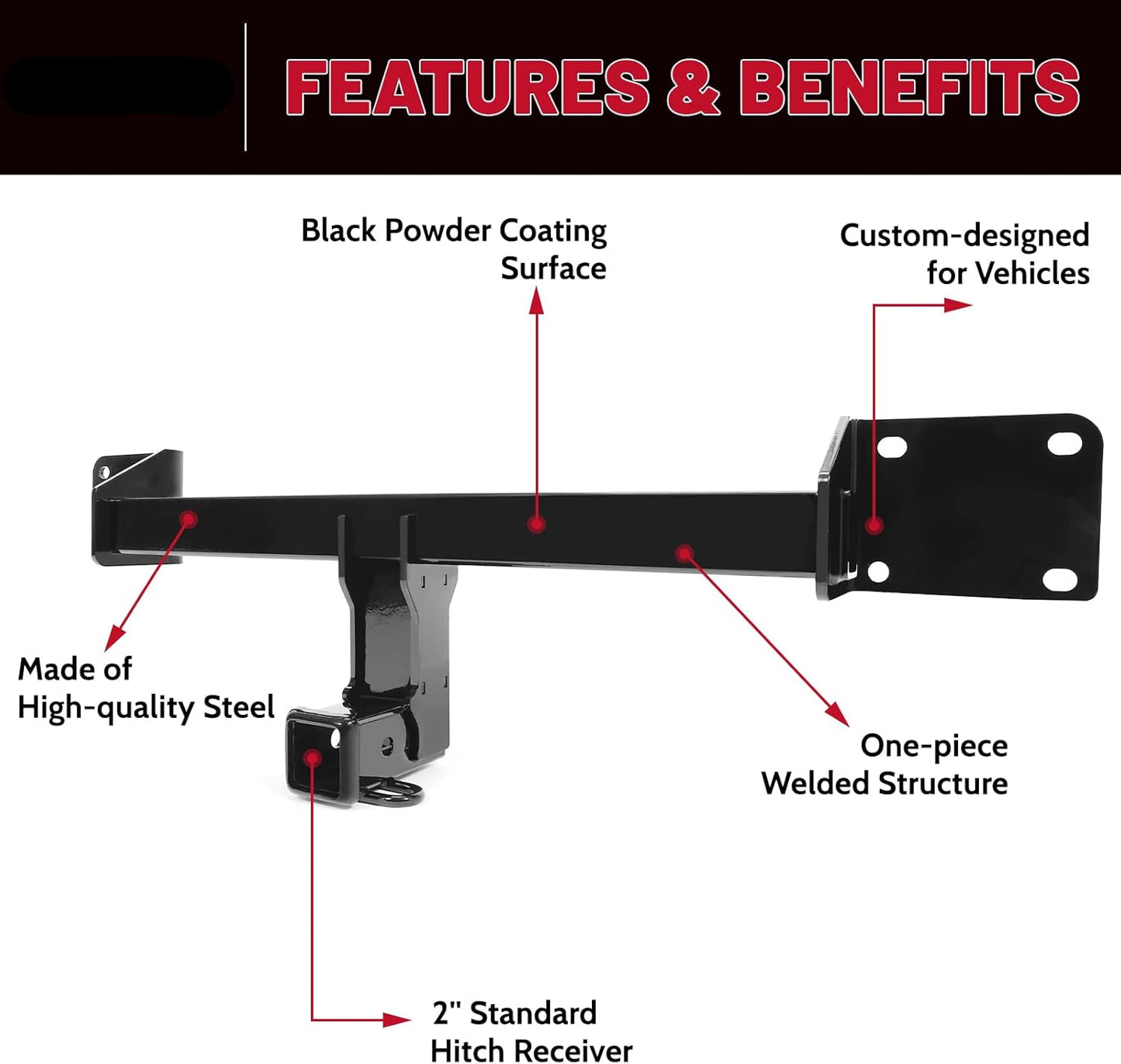 HECASA 2" Class 3 Trailer Hitch Receiver Compatible with 2021-2022 Ford Bronco Sport Except First Edition Steel Powder Coated