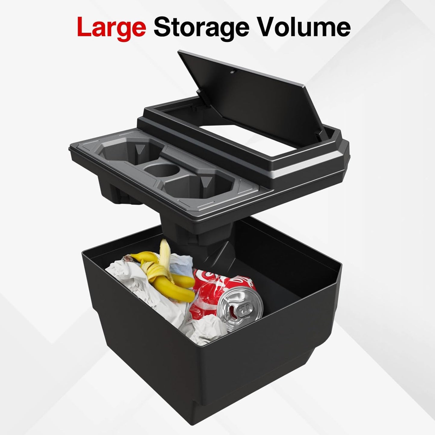 Floor Lower Console Storage Box with Cup Holder for Tesla Cybertruck, Trash Can for Cybertruck Accessories Lined with Silicone Sleeve