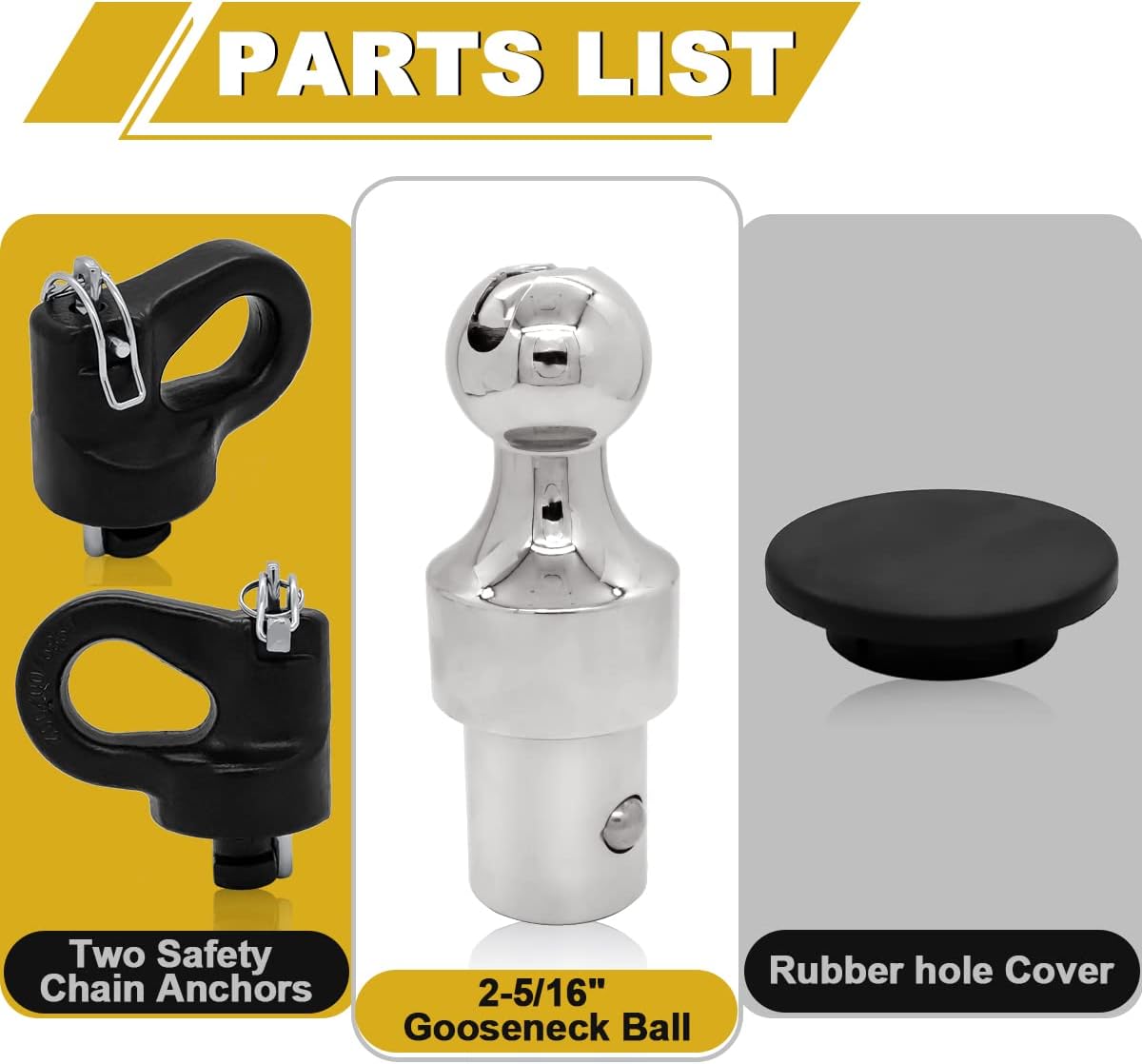 Puck System Gooseneck Hitch Ball Kit, Compatible with 2013-2024 Ford F250 F350 F450, 2016-2024 Chevrolet Silverado, GMC Sierra & Nissan Titan XD, 30000 lbs GTW/ 7500 lbs VTW, 2-5/16 Inch Ball - OMOTOR