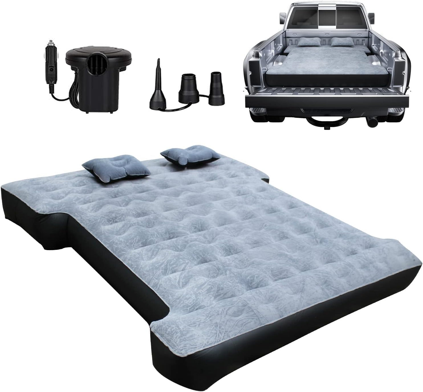 Inflatable Truck Bed Air Mattress for Full Size Short Truck Beds, 5.5-5.8ft, with Pump & Carry Bag. Perfect for Outdoor Adventures. - OMOTOR