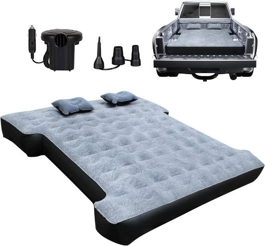 Inflatable Truck Bed Air Mattress for Full Size Short Truck Beds, 5.5-5.8ft, with Pump & Carry Bag. Perfect for Outdoor Adventures.