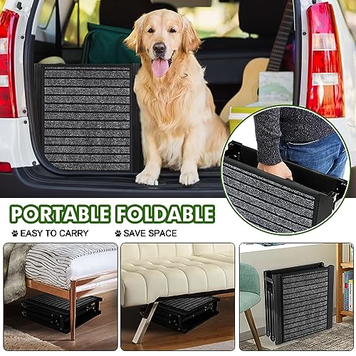 71"/67"/63" Large Dog Car Ramp,Folding Dog Ramp for Stairs with Anti-Slip Rug Surface,Pet Ramp for Dogs to Get Into a Car,SUV & Trucks,Dog Ramps for Large Medium Small Dogs Up to 250Lbs - OMOTOR